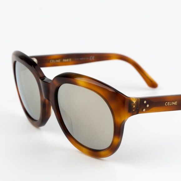 Celine Women Sunglasses Light Havana Smoke Mirror Oval CL40071I 56C BRAND NEW